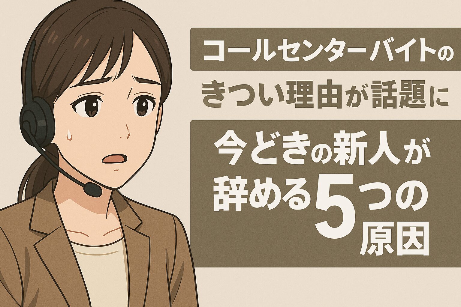 コールセンター バイトのきつい理由が話題に？今どきの新人が辞める5つの原因