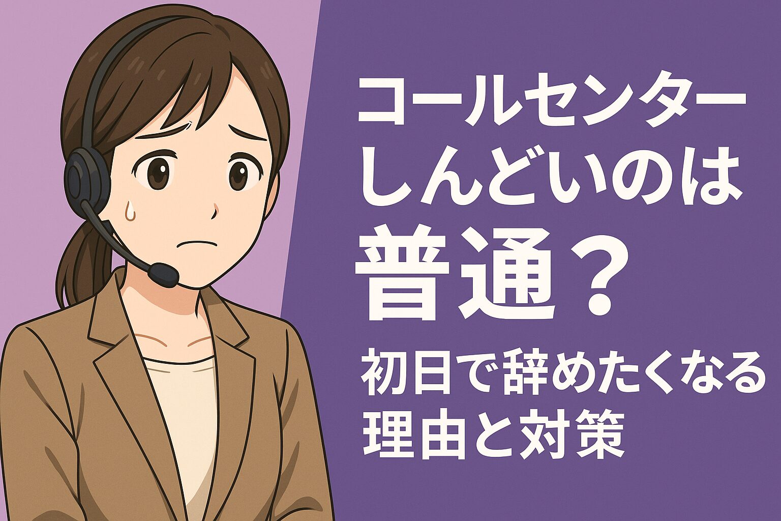 コールセンター しんどいのは普通？初日で辞めたくなる理由と対策